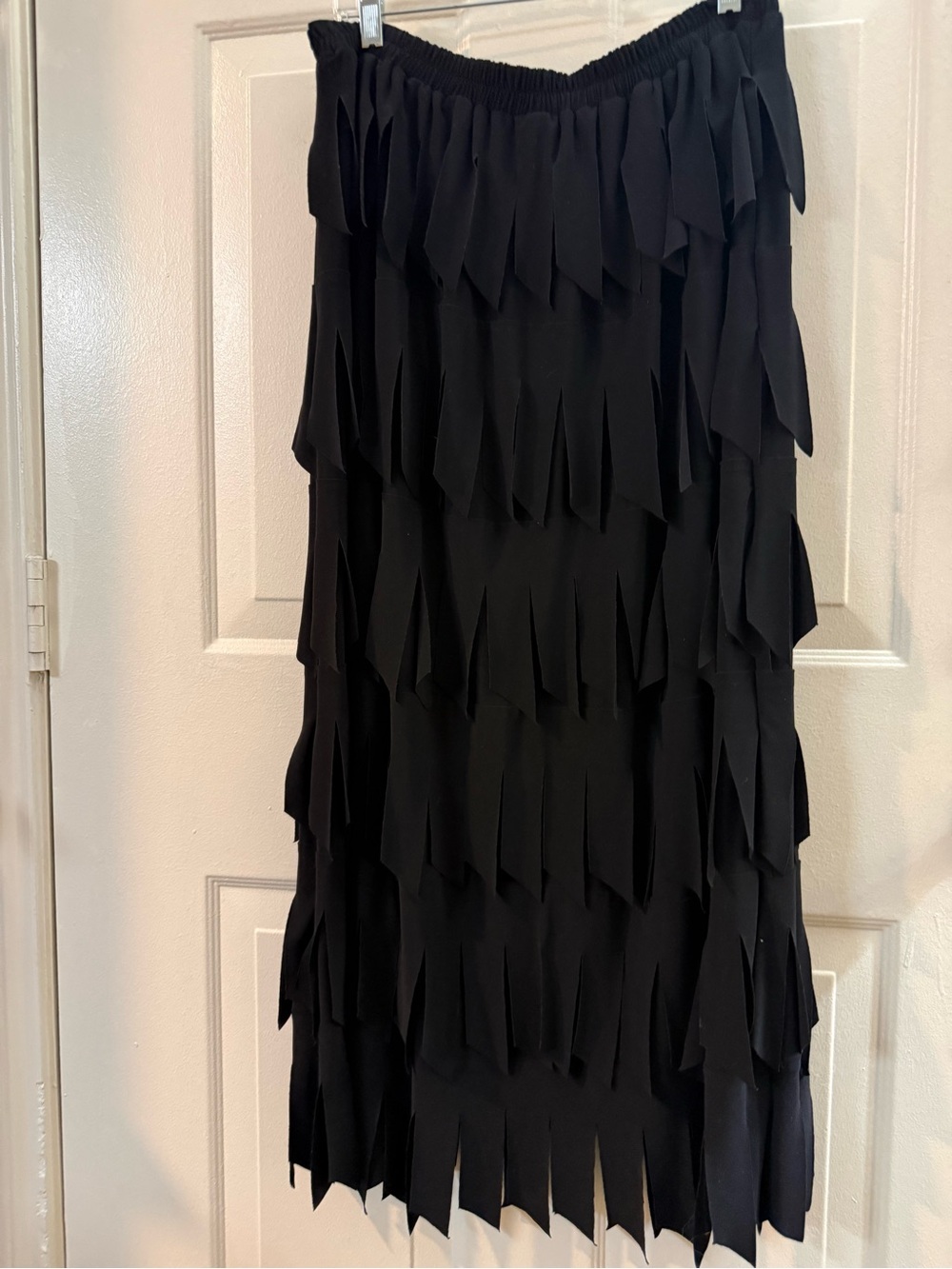 Black Tiered Fringe Midi Dress - 2X